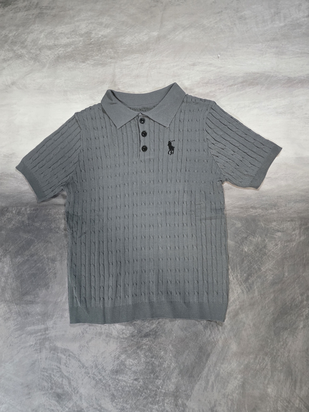 Casual Gray Cable Knit  Shirt - Short Sleeve
